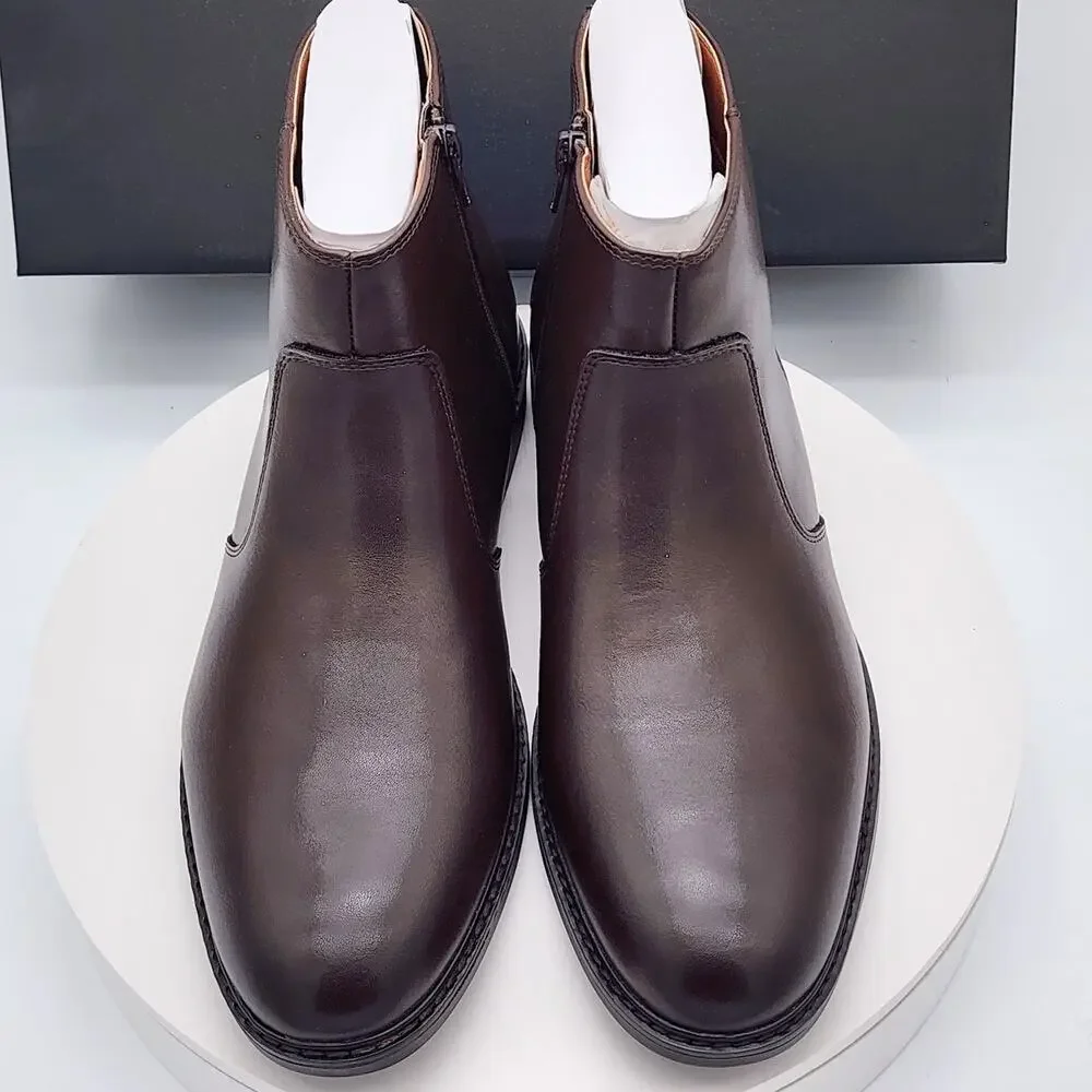 Alfani Liam Men’s Espresso Brown Side Zip Ankle Dress Boots Size 7.5 M